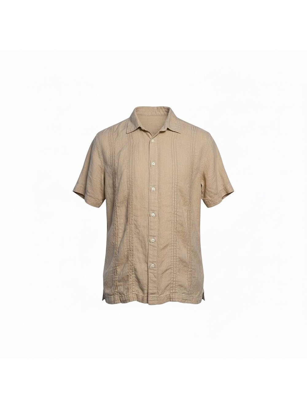 Scotch & Soda Tan Linen Blend Camp Short Sleeve Men's Button Down Sz Medium